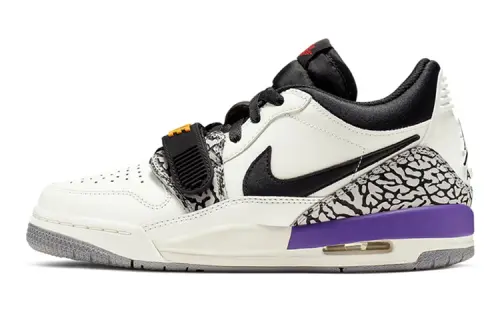Jordan Legacy 312 Low cowhide, comfortable and simple, non-slip and breathable, low-top children's basketball shoes, black and purple