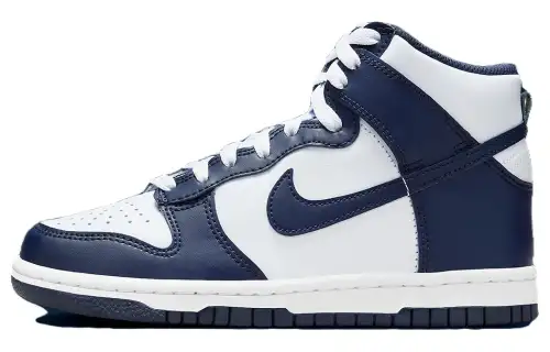 Nike Dunk High Leather Slip Resistant High top Skateboard Shoes White Blue Unisex