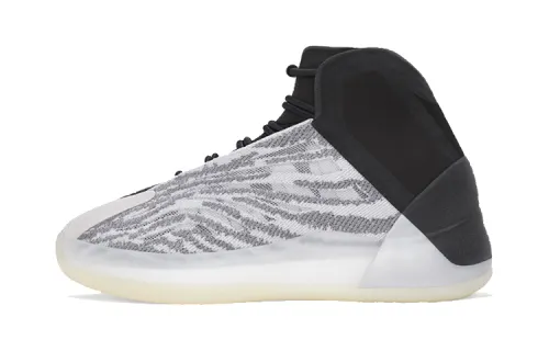 Adidas originals Yeezy QNTM black and gray stitching non-slip shock-absorbing wear-resistant breathable high-top basketball shoes casual version for children and middle-aged children