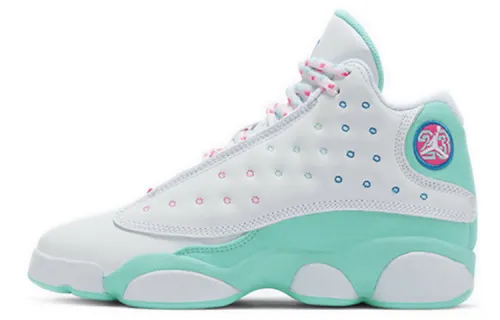 Jordan 13 Retro White Soar Green Pink GS