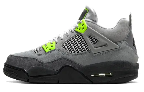 Jordan Air Jordan 4 Retro SE 95 Neon leather versatile trendy GS mid-top basketball shoes gray green same style for men and women