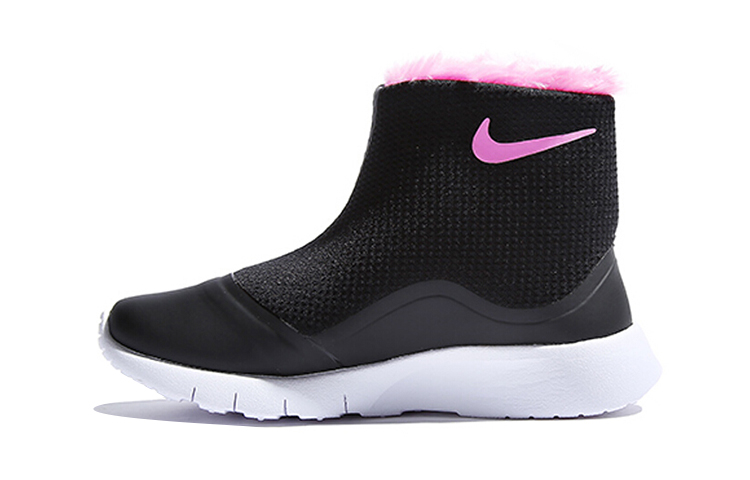 Nike Tanjun High Wear-resistant and warm Low tube Children's boots Black and pink Small and medium-sized children