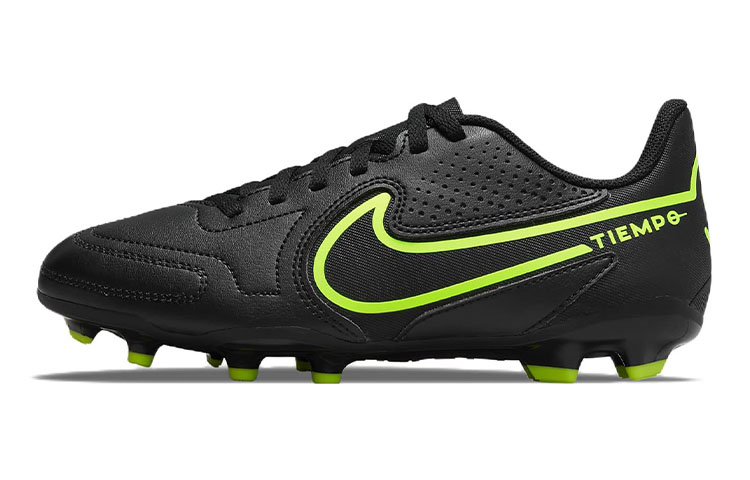 Nike Tiempo Legend 9 Jr. Club MG round toe GS anti-slip, shock-absorbing and wear-resistant, low-top football shoes, black and yellow, same style for men and women