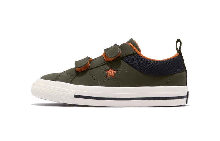 Кеды Converse One Star 2v Ox (зелено-оранжевые)