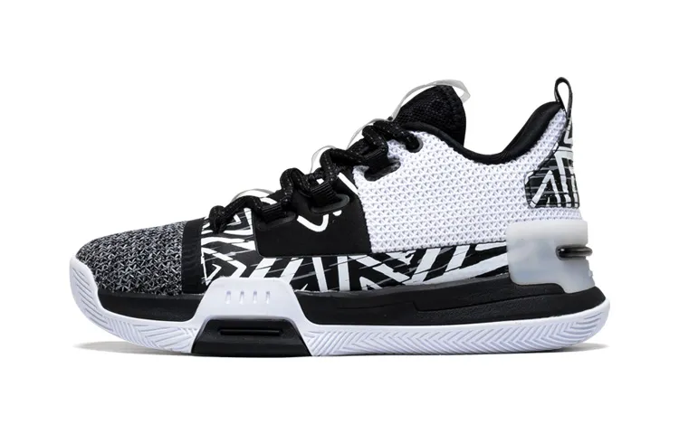 PEAK Flash Taichi Synthetic Leather Mid top Performance Basketball Shoes Black White