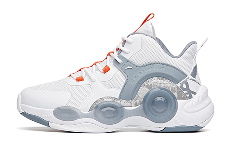 Anta basketball series fabric, practical and comfortable, non-slip, shock-absorbing, wear-resistant and breathable, mid-top basketball shoes, white gray, youth