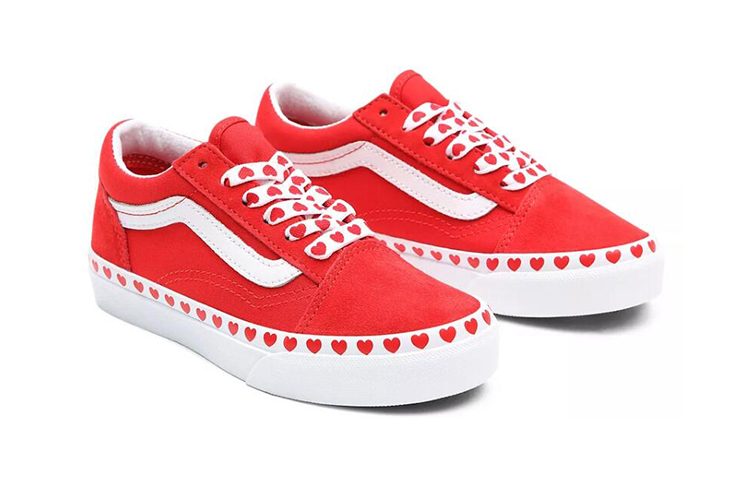 Детские кеды Vans Old Skool (бело-красные) — фото 3