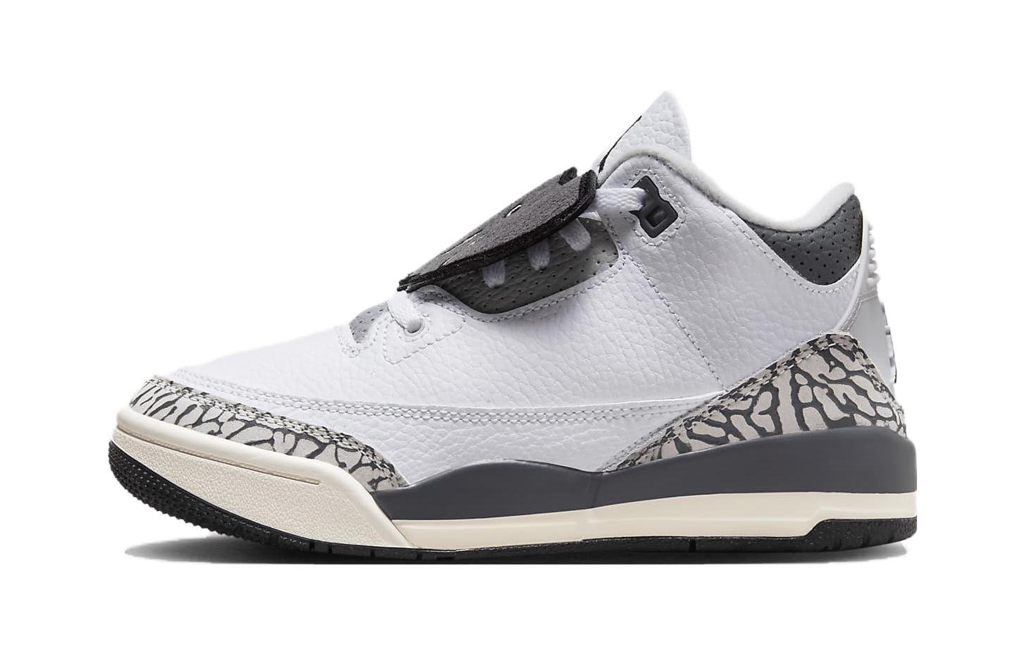 Детские кроссовки Jordan Air Jordan 3 Retro BP (бело-серые)