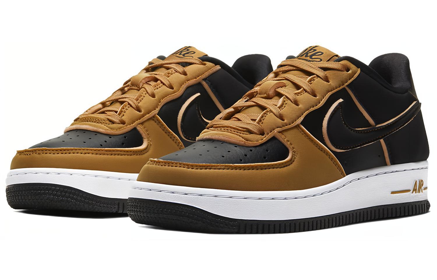 Мужские кроссовки Nike Air Force 1 GS (черно-пшеничные) — фото 4