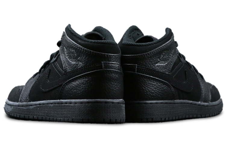 Кроссовки Air Jordan 1 Mid GS (черно-глянцевые) — фото 7