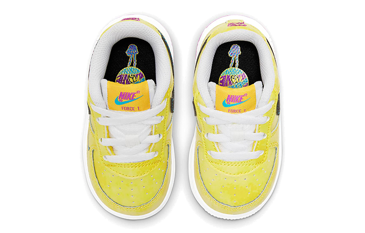 Детские кроссовки Nike Air Force 1 (белый / желтый / синий) — Белый / жёлтый / синий — фото 5