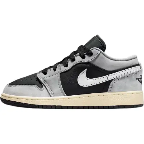 Jordan Air Jordan 1 Genuine Leather Low top Skateboard Shoes Black Gray Unisex