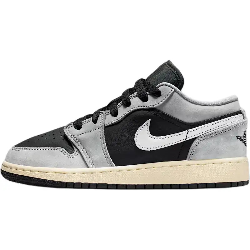 Jordan Air Jordan 1 Genuine Leather Low top Skateboard Shoes Black Gray Unisex