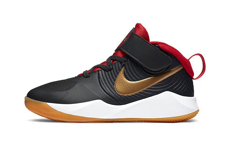 Детские кроссовки Nike Team Hustle D 9 (черно-красно-золотой)