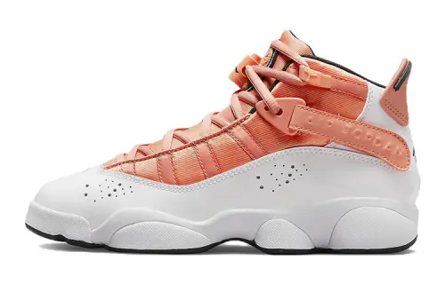 Jordan Air Jordan 6 Rings leather six-time champion GS anti-slip shock-absorbing wear-resistant high-top basketball shoes white powder same style for men and women