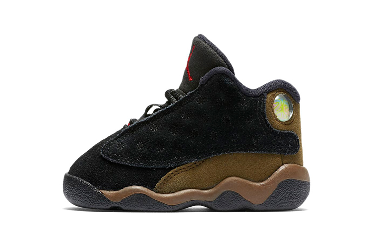 Детские кроссовки Jordan Air Jordan 13 Retro Olive (оливковый) — Чёрныйкоричневыйзелёный — фото 1