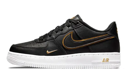 Nike Air Force 1 Leather Slip Resistant Cushioning Abrasion Resistant Low top Skateboard Shoes Black Gold Unisex