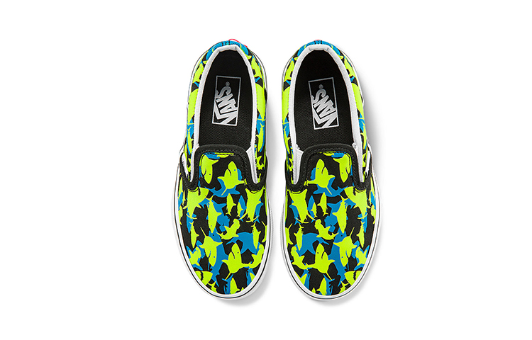 Детские кеды Vans slip-on (зелено-сине-черные) — фото 3