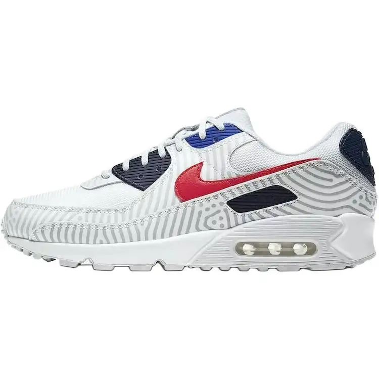 Nike Air Max 90 Low top Casual Shoes White Blue Red Unisex