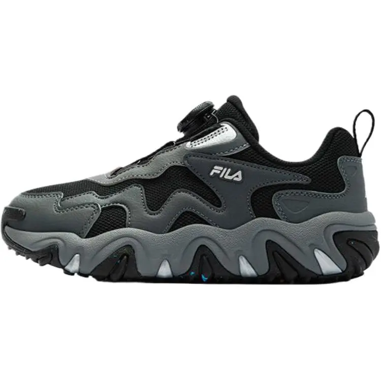 FILA KIDS BOA Breathable Lightweight Cushioning Low top Kids' Training Shoes Black/Shadow Black Gray Kids'