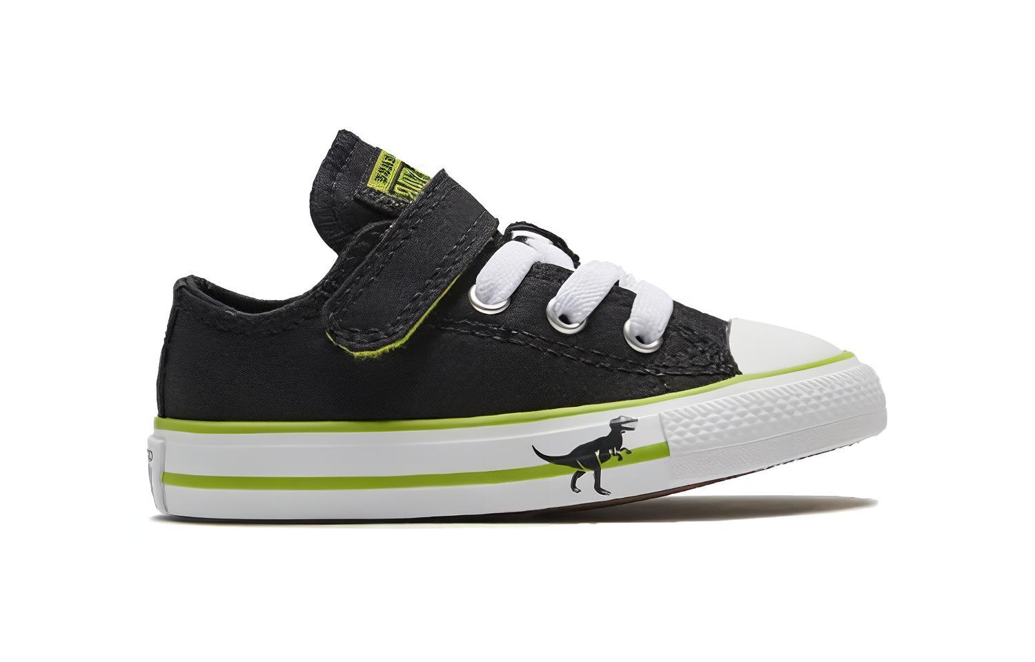 Детские кеды Converse Chuck Taylor All Star Infant Dinoverse Hook and Loop (черно-зеленые) — Чёрныйзелёный — фото 3