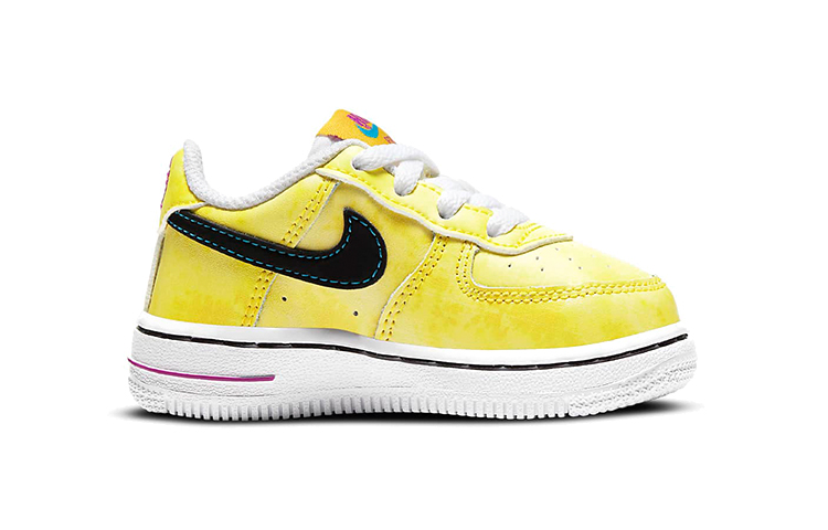 Детские кроссовки Nike Air Force 1 (белый / желтый / синий) — Белый / жёлтый / синий — фото 3