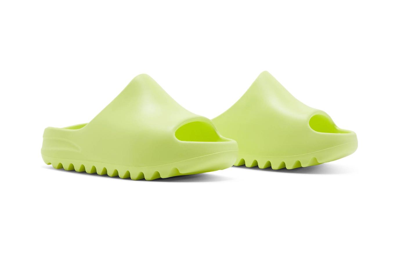Детские шлепанцы adidas Originals Yeezy Slide (салатовые) — 荧光绿 — фото 3