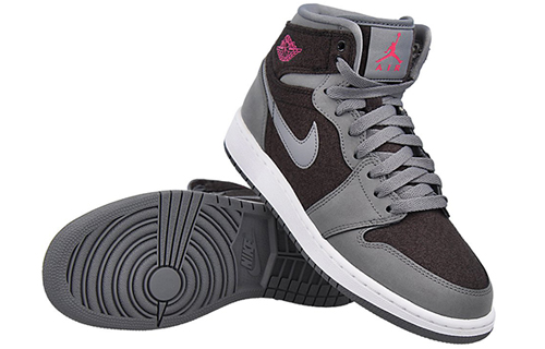 Высокие кроссовки Jordan Air Jordan 1 Retro High Cool Grey Vivid Pink GS (серо-розовые) — 酷灰/艳粉/黑 — фото 4