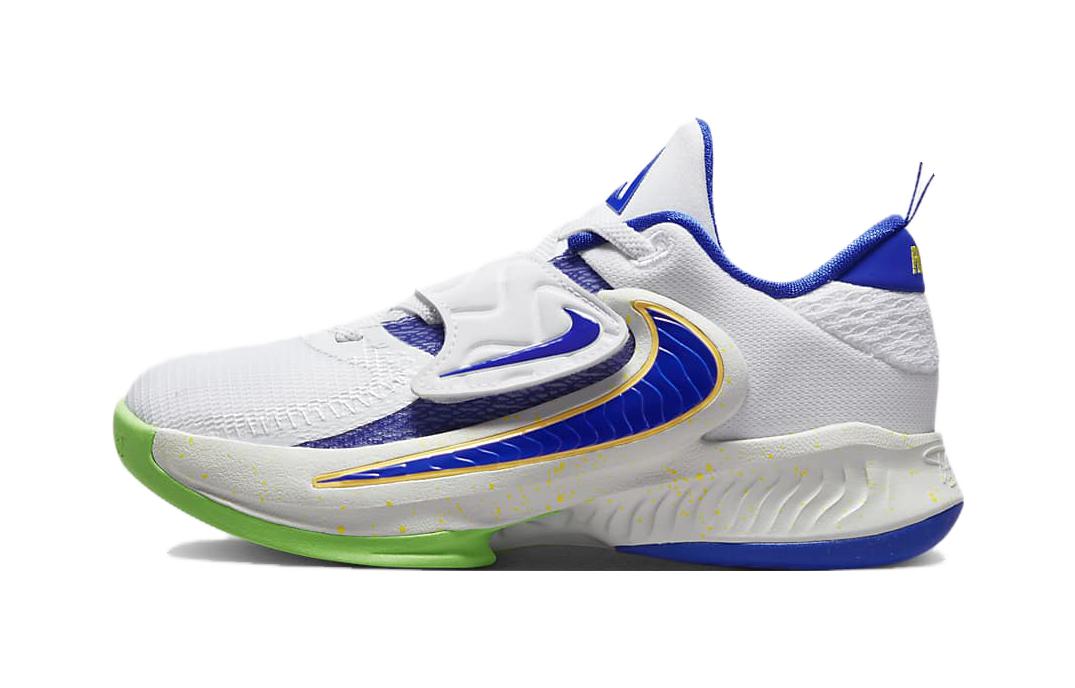 Детские кроссовки Nike Freak 4 BP (бело-сине-зеленые)