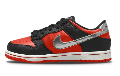 Nike Dunk Teenagers Skate Shoes Unisex Low Top Black/Red/Silver