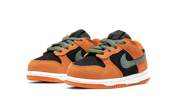 Детские кеды Nike Dunk SP "Ceramic" (черно-оранжево-зеленый) — Чёрный / оранжевый / зелёный — фото 5