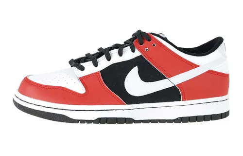 Nike Dunk Slip Resistant Cushioning Abrasion Resistant Low top Skateboard Shoes Black Red White Patchwork Unisex