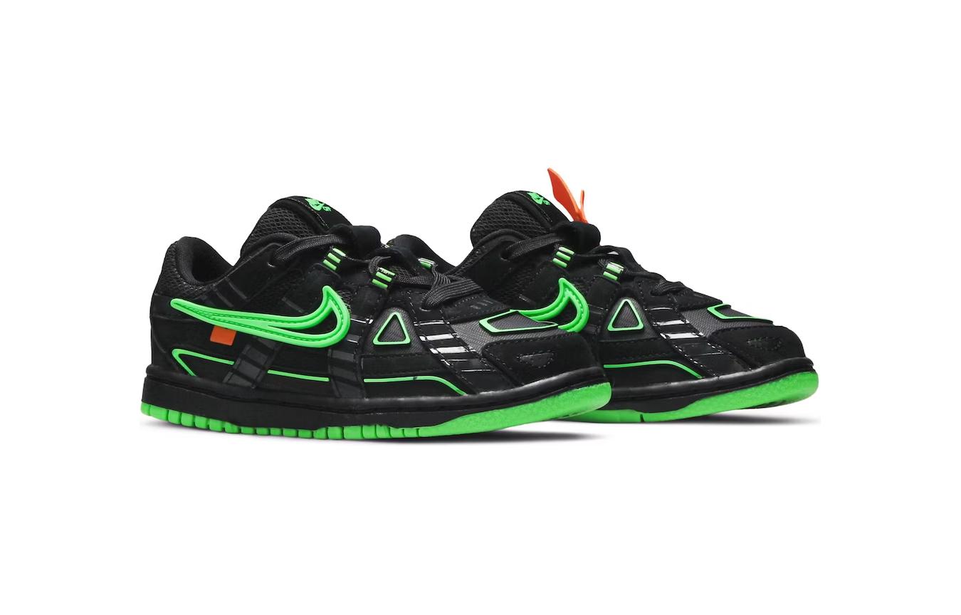 Детские кроссовки OFF-WHITE x Nike Rubber Dunk Air "Green Strike" (черно-зеленые) — Чёрныйзелёный — фото 4