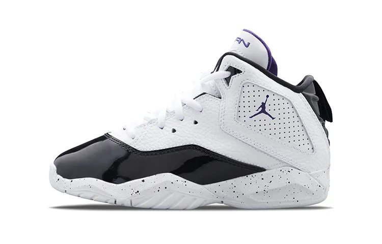 Jordan B'Loyal Leather Cushioning Mid top Children's Basketball Shoes White Black Kids'