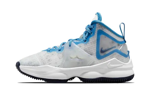 Nike Lebron 19 Space Jam James 19 Slam Dunk Middle Gang Practical Basketball Shoes Silver Blue Small and Medium Children