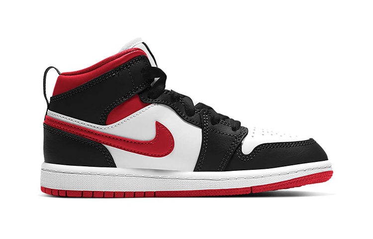 Детские кроссовки Jordan Air Jordan 1 mid (черно-бело-красная) — Чёрный / белый / красный — фото 3