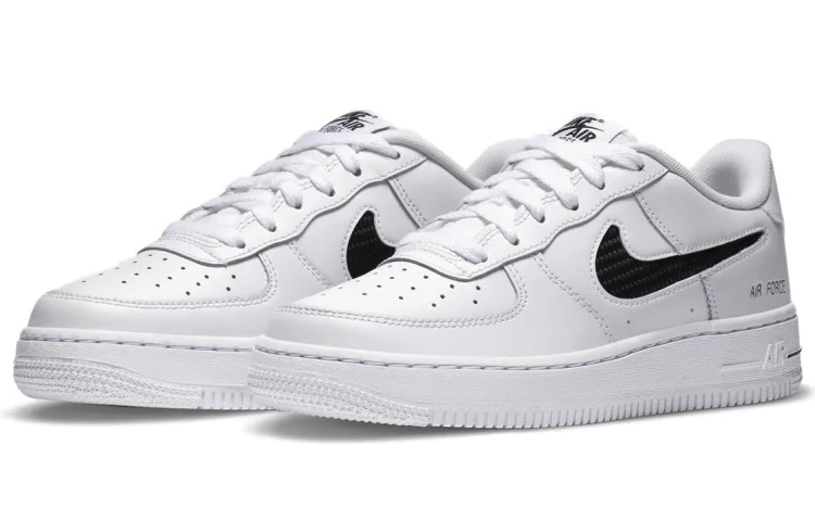 Кроссовки Nike NikeAir Force 1 07 GS (белый / черный) — Белый / чёрный — фото 5