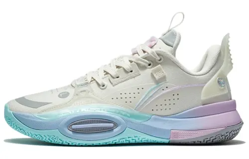 LiNing Li Ning City 10 Youth Edition Shock Absorbing Anti-Slip Low Top Children's Basketball Shoes White Blue Purple Youth Edition