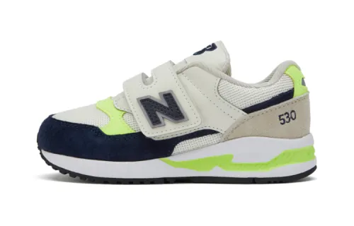 New Balance NB 530 series Velcro, shock-absorbing, wear-resistant and breathable, low-cut running shoes, beige, blue and green, for children and middle-aged children