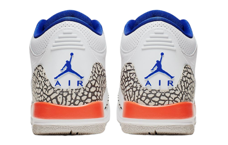 Мужские кроссовки Jordan Air Jordan 3 Knicks GS (бело-сине-оранжевые) — фото 7