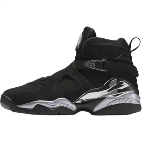 Jordan Air Jordan 8 Retro Chrome 2015 Leather Comfortable and Versatile All-Star GS Shock Absorbing Support High Top Basketball Shoes Black Unisex