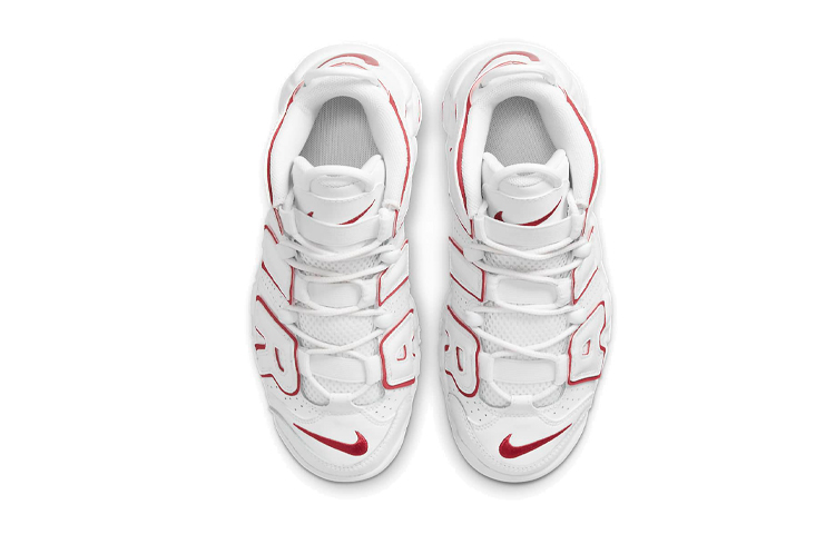 Кеды Nike NikeAir More Uptempo "White Varsity Red Outline" GS 2021 (белый / красный) — фото 10