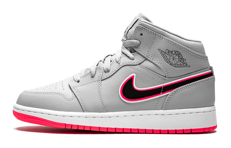 Кроссовки Jordan Air Jordan 1 Mid (серо-розово-черные)