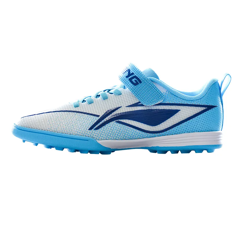 Li Ning YOUNG PU Polyurethane Low top Kids' Soccer Shoes Fluorescent Sky Blue Kids'