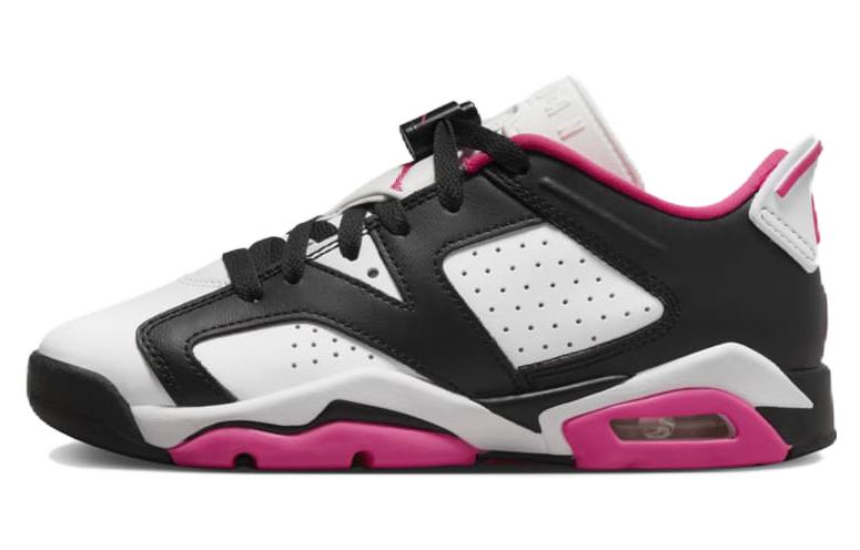 Jordan Air Jordan 6 Low \"Fierce Pink\" leather, sporty and comfortable, non-slip, shock-absorbing and wear-resistant, low-top children's basketball shoes, white and black
