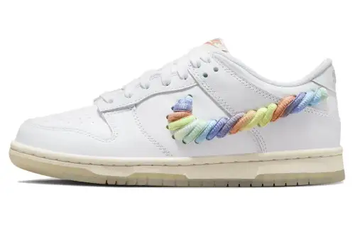 Nike Dunk Low SE Rainbow Lace Swoosh White GS