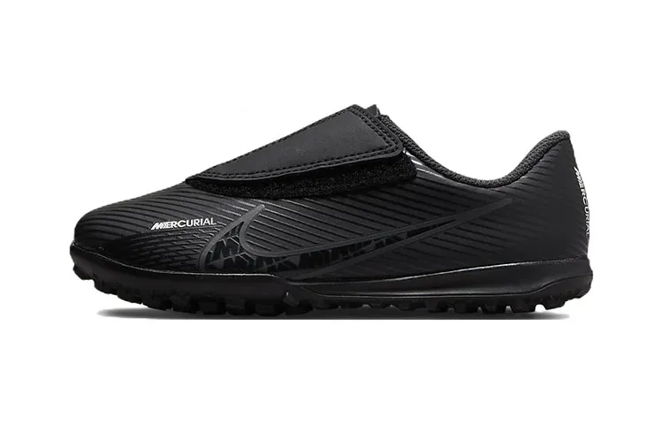 Nike Mercurial Vapor 15 Club TF Grassland Hook and loop Abrasion Resistant Low top Soccer Shoes Black Kids'