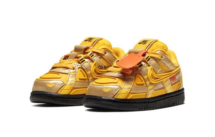 Кроссовки для девочек OFF-WHITE x Nike Rubber Dunk "University Gold" (желто-черные) — фото 5
