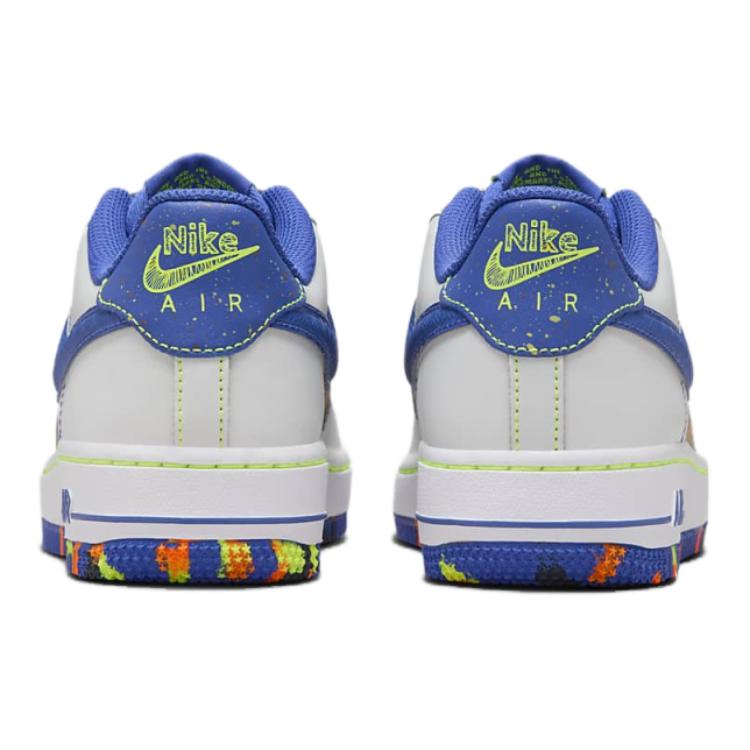 Кеды Nike Air Force 1 Lv8 (белый / синий / желтый) — Белый / синий / жёлтый — фото 4