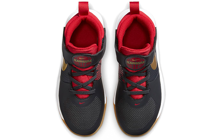Детские кроссовки Nike Team Hustle D 9 (черно-красно-золотой) — Чёрный / красный / золотой — фото 5